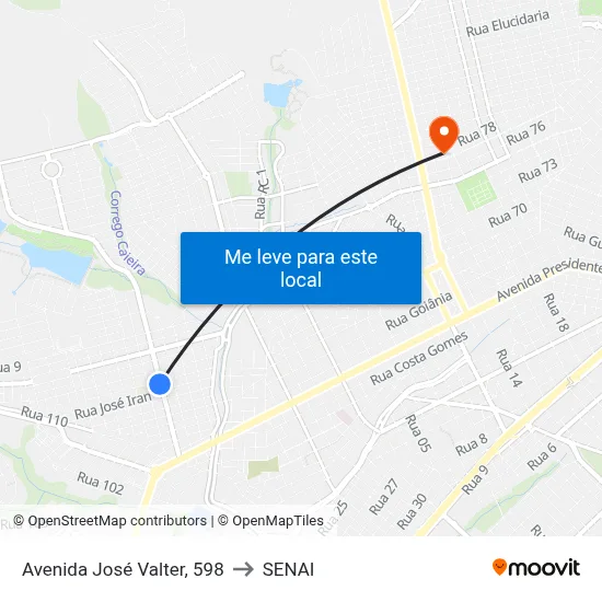 Avenida José Valter, 598 to SENAI map