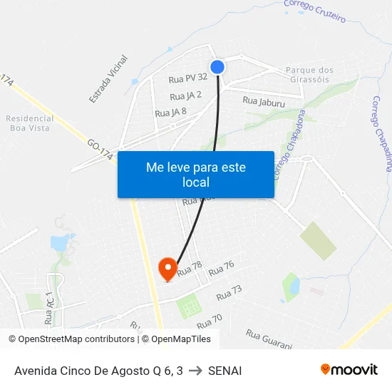 Avenida Cinco De Agosto Q 6, 3 to SENAI map
