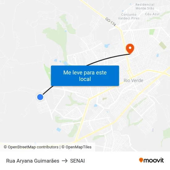Rua Aryana Guimarães to SENAI map