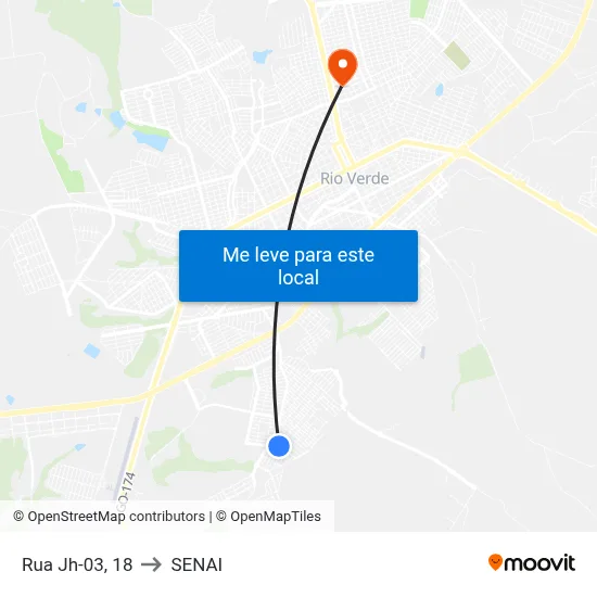 Rua Jh-03, 18 to SENAI map