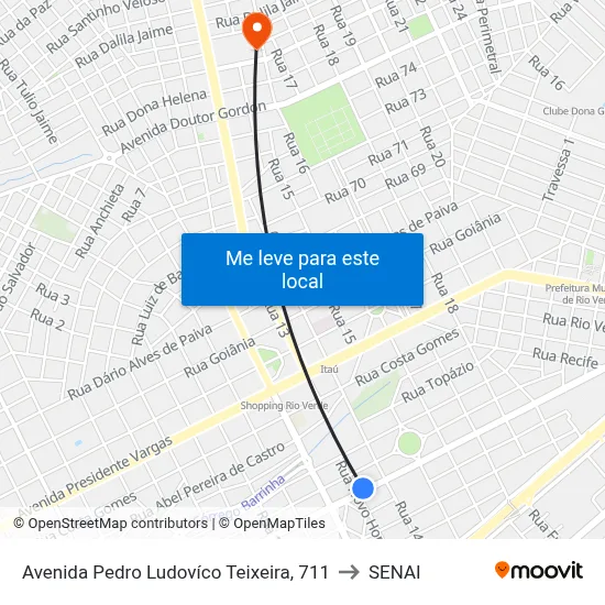 Avenida Pedro Ludovíco Teixeira, 711 to SENAI map