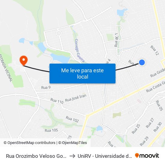 Rua Orozimbo Veloso Godoy Q 8, 417 to UniRV - Universidade de Rio Verde map