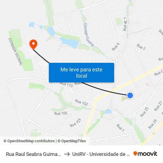 Rua Raul Seabra Guimarães, 226 to UniRV - Universidade de Rio Verde map