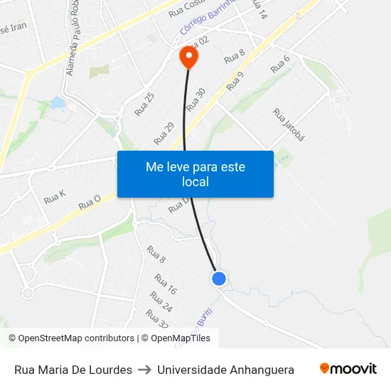 Rua Maria De Lourdes to Universidade Anhanguera map