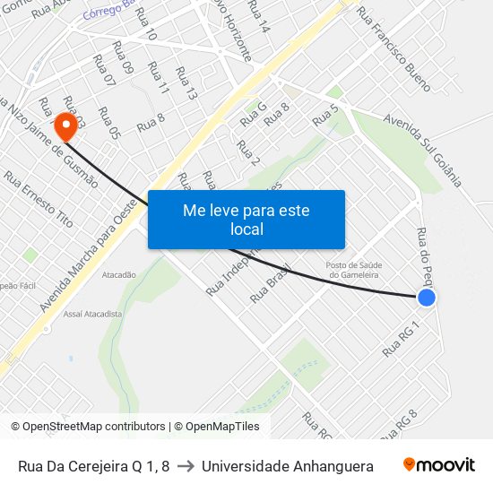 Rua Da Cerejeira Q 1, 8 to Universidade Anhanguera map