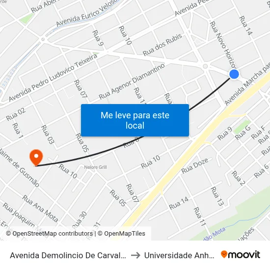 Avenida Demolincio De Carvalho Q 3, 918 to Universidade Anhanguera map