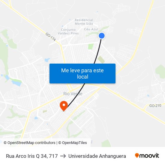 Rua Arco Iris Q 34, 717 to Universidade Anhanguera map