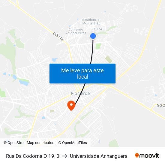 Rua Da Codorna Q 19, 0 to Universidade Anhanguera map