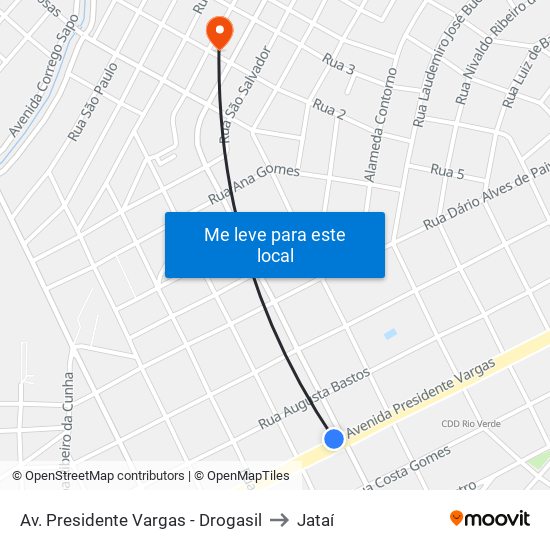 Av. Presidente Vargas - Drogasil to Jataí map