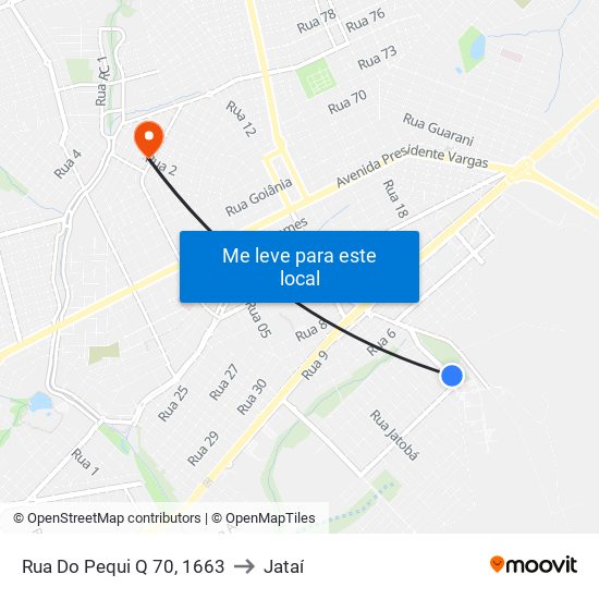 Rua Do Pequi Q 70, 1663 to Jataí map