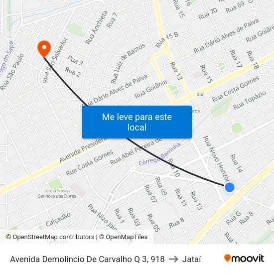 Avenida Demolincio De Carvalho Q 3, 918 to Jataí map