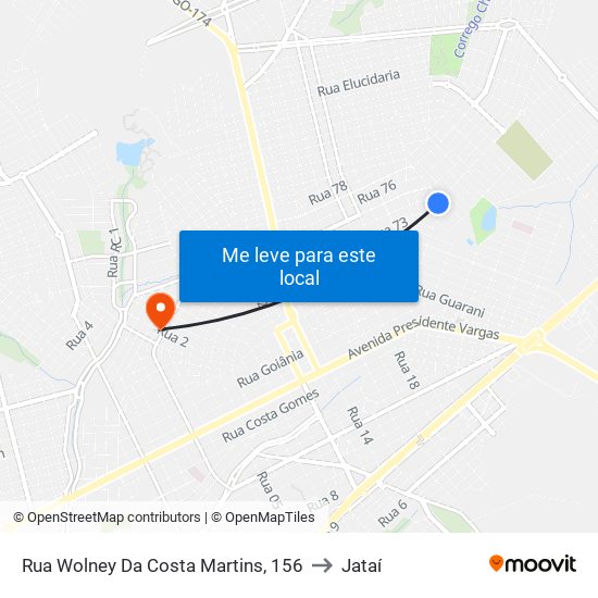 Rua Wolney Da Costa Martins, 156 to Jataí map