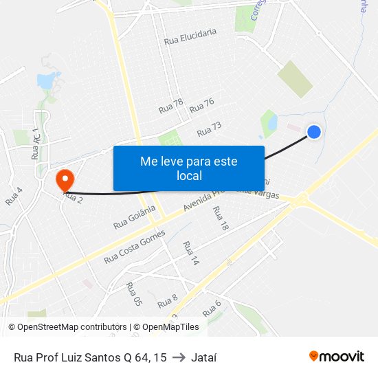 Rua Prof Luiz Santos Q 64, 15 to Jataí map