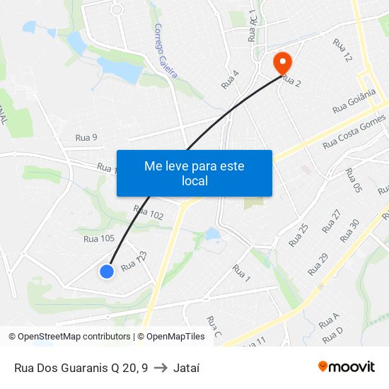 Rua Dos Guaranis Q 20, 9 to Jataí map