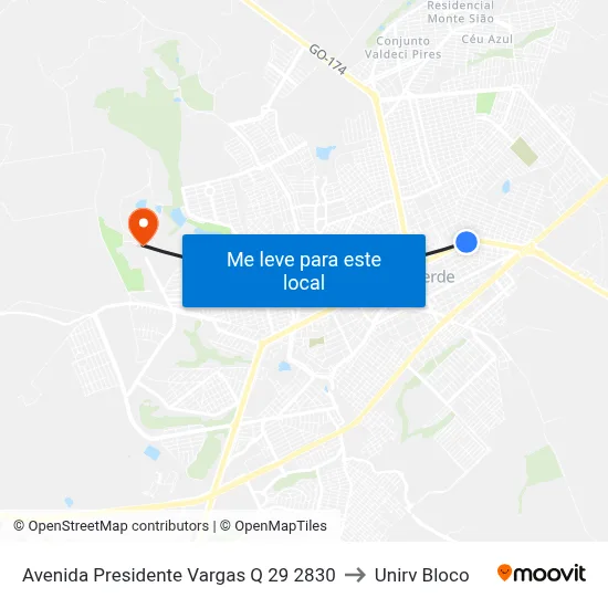 Avenida Presidente Vargas Q 29 2830 to Unirv Bloco map