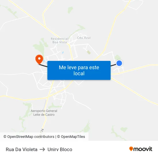 Rua Da Violeta to Unirv Bloco map