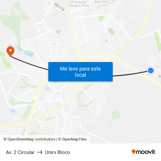 Av. 2 Circular to Unirv Bloco map