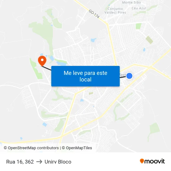 Rua 16, 362 to Unirv Bloco map