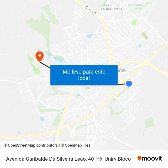 Avenida Garibalde Da Silveira Leão, 40 to Unirv Bloco map