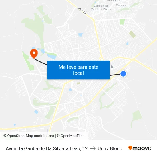 Avenida Garibalde Da Silveira Leão, 12 to Unirv Bloco map