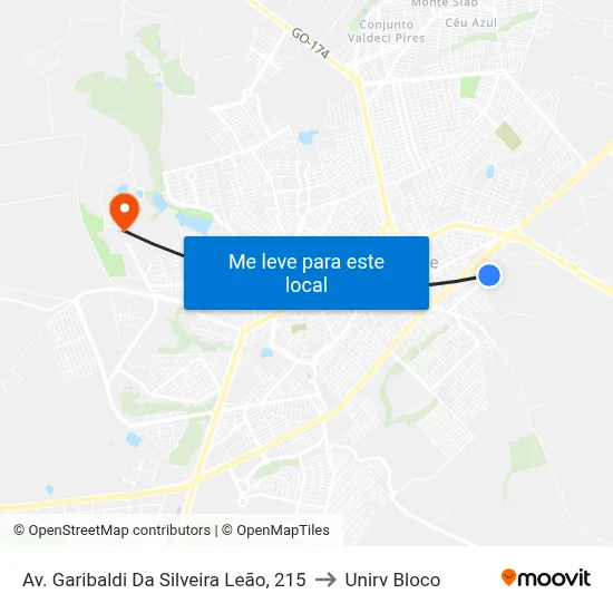 Av. Garibaldi Da Silveira Leão, 215 to Unirv Bloco map