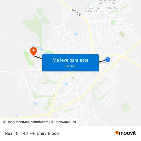 Rua 18, 148 to Unirv Bloco map