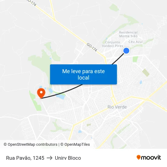 Rua Pavão, 1245 to Unirv Bloco map