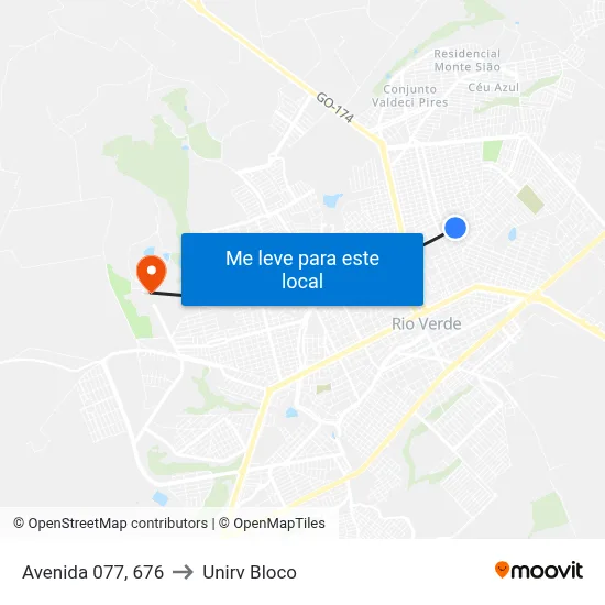 Avenida 077, 676 to Unirv Bloco map