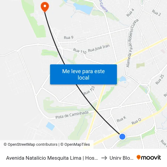 Avenida Natalício Mesquita Lima | Hospital to Unirv Bloco map