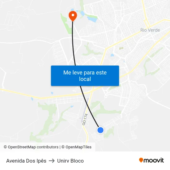 Avenida Dos Ipês to Unirv Bloco map