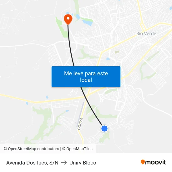 Avenida Dos Ipês, S/N to Unirv Bloco map