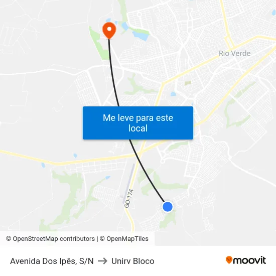 Avenida Dos Ipês, S/N to Unirv Bloco map