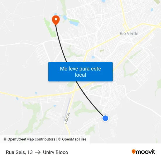 Rua Seis, 13 to Unirv Bloco map