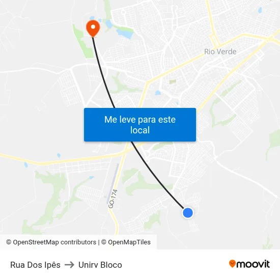 Rua Dos Ipês to Unirv Bloco map