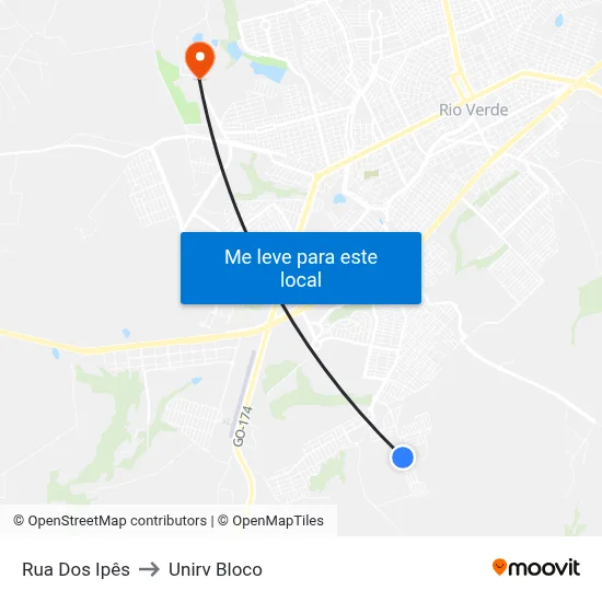 Rua Dos Ipês to Unirv Bloco map