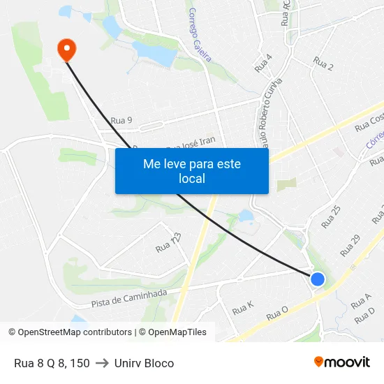 Rua 8 Q 8, 150 to Unirv Bloco map