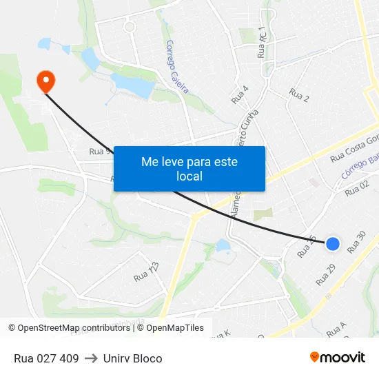 Rua 027 409 to Unirv Bloco map