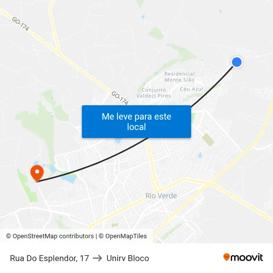 Rua Do Esplendor, 17 to Unirv Bloco map