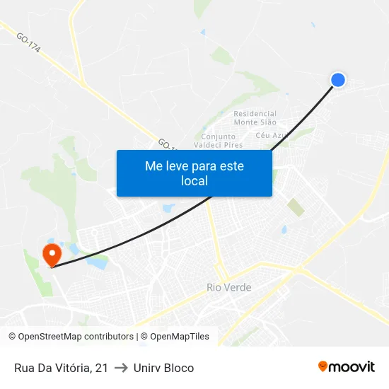 Rua Da Vitória, 21 to Unirv Bloco map