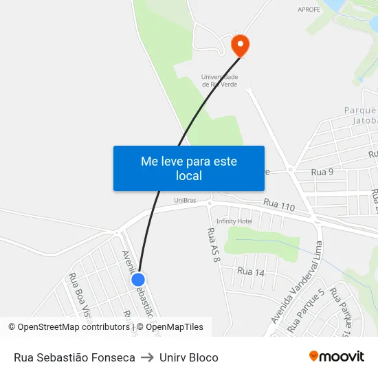 Rua Sebastião Fonseca to Unirv Bloco map