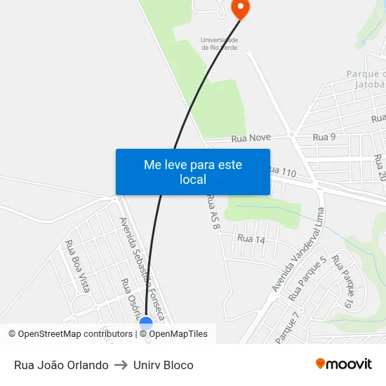 Rua João Orlando to Unirv Bloco map