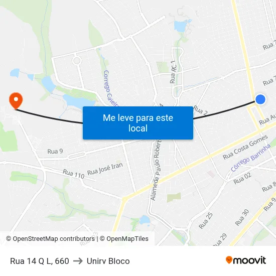 Rua 14 Q L, 660 to Unirv Bloco map