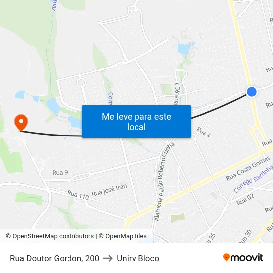 Rua Doutor Gordon, 200 to Unirv Bloco map