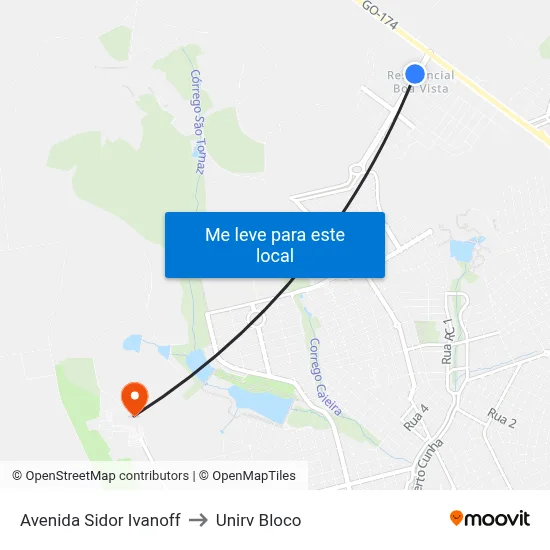 Avenida Sidor Ivanoff to Unirv Bloco map