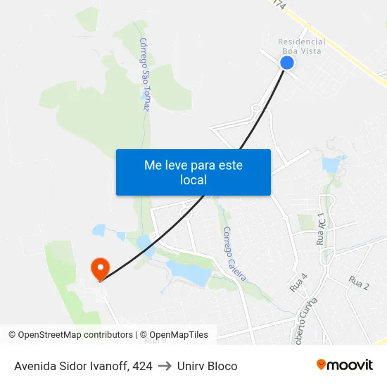 Avenida Sidor Ivanoff, 424 to Unirv Bloco map