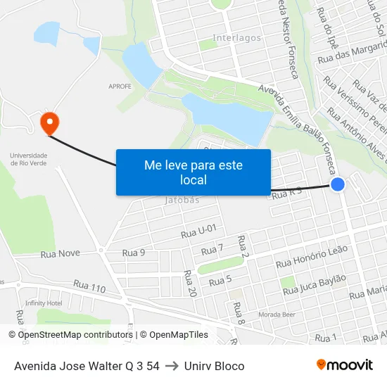 Avenida Jose Walter Q 3 54 to Unirv Bloco map