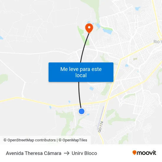 Avenida Theresa Câmara to Unirv Bloco map
