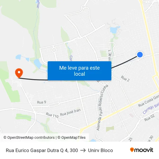 Rua Eurico Gaspar Dutra Q 4, 300 to Unirv Bloco map