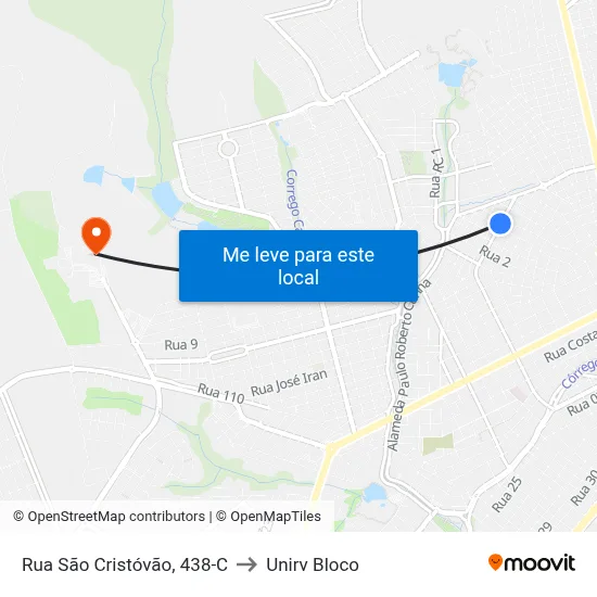 Rua São Cristóvão, 438-C to Unirv Bloco map