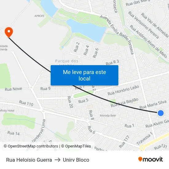Rua Heloísio Guerra to Unirv Bloco map